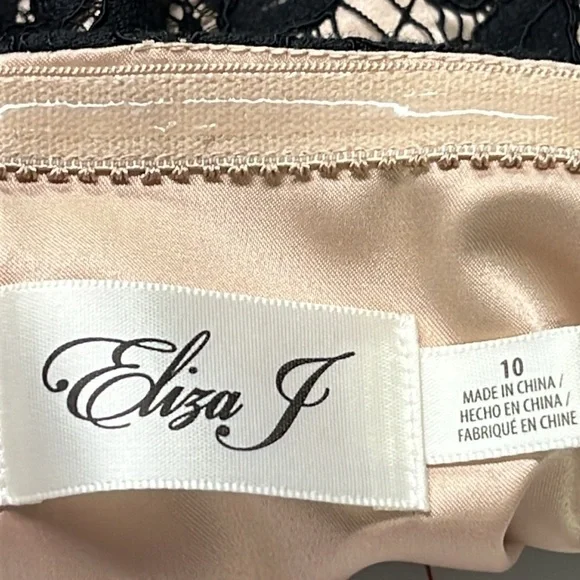 ELIZA J Cocktail/Wedding Floral Black Lace Off Shoulder Flutter SLV Sheath 10 - Picture 5 of 16